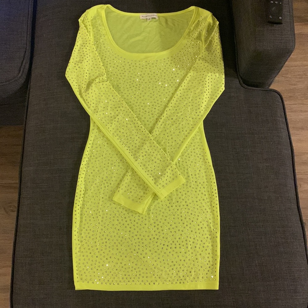 NEW bejeweled neon dress